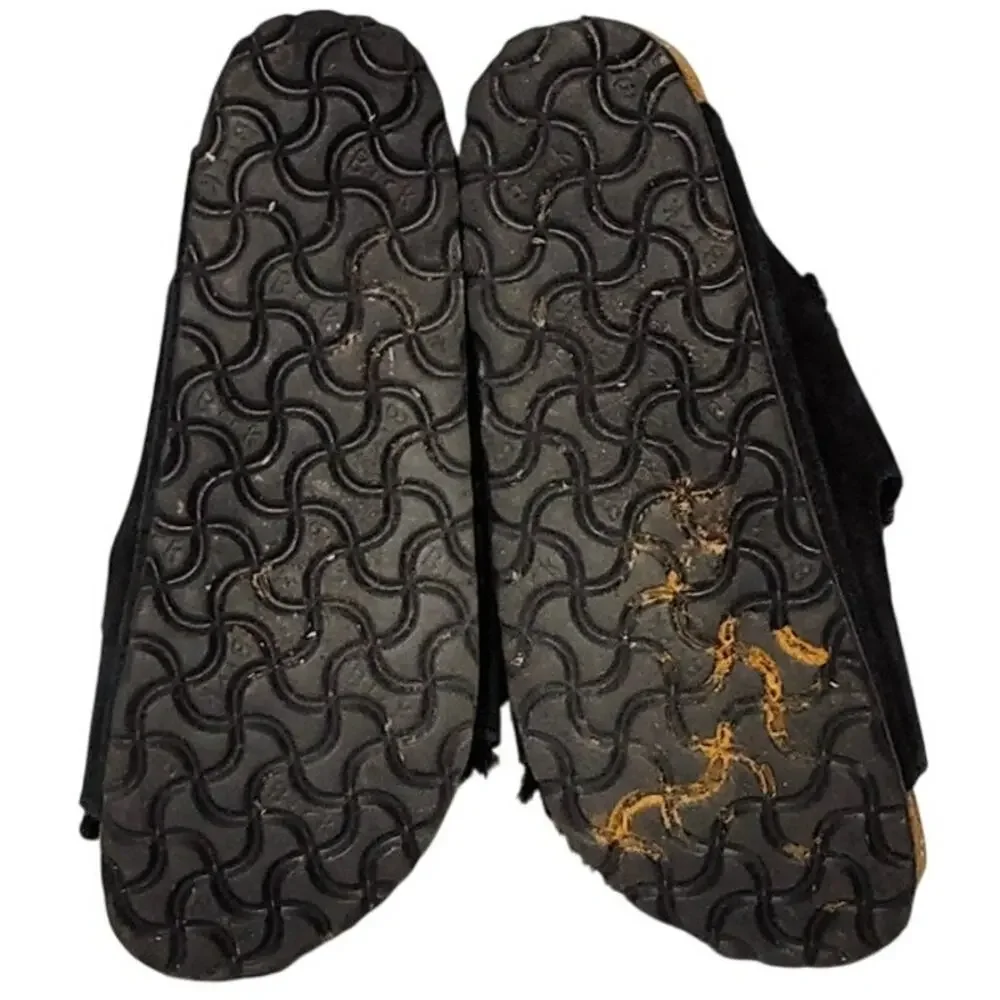 Birkenstock Arizona Shearling Suede Slide Sandals Black Cozy Women EU38 US7